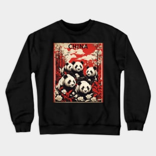 China Chinese Panda Bears Vintage Poster Tourism Poster Crewneck Sweatshirt